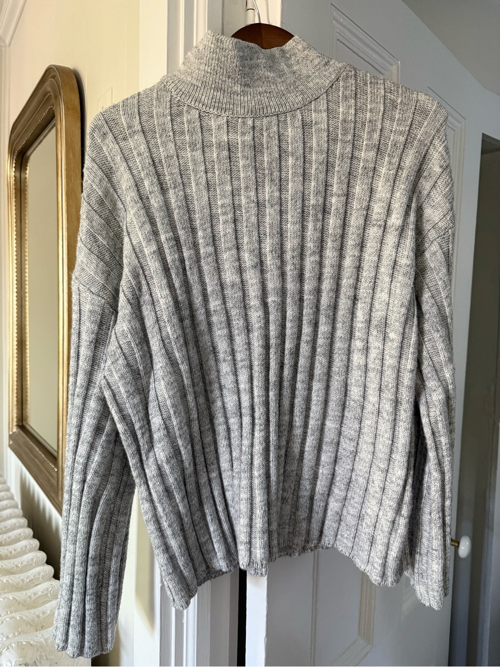 NA KD Gray Ribbed Mock Neck Sweater